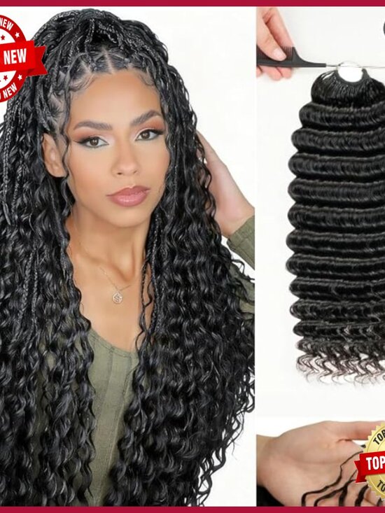 20 Inch Human Hair Extensions Deep Wave Pre-Separated 50 Strands main image 6